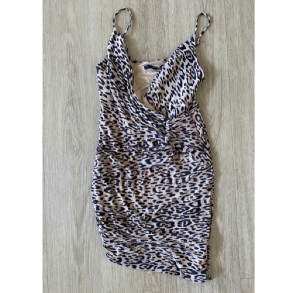 Guess Cheetah asymmetric mini dress